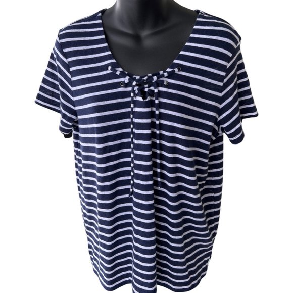 🌸4/$20🌸 Old Navy Relaxed Striped Linen Sailor T-shirt - Picture 1 of 9